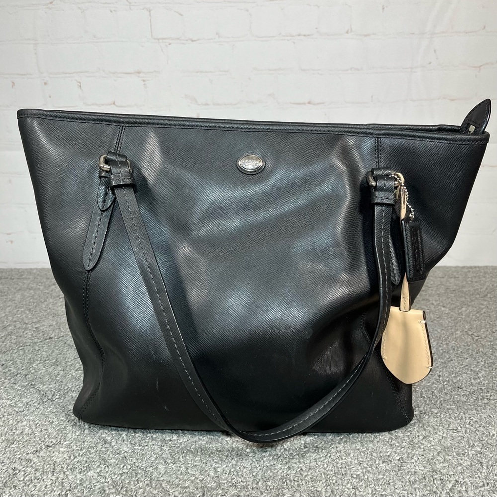 Coach Fiona City Zip Tote Bag Black Signature D1448-F27349